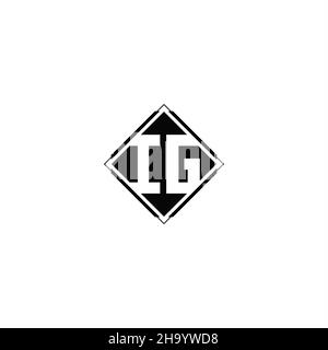 Monogram logo design with diamond square shape isolated on black colors and white background Stock Vector