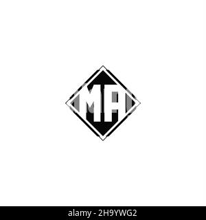 Monogram logo design with diamond square shape isolated on black colors and white background Stock Vector