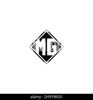 Monogram logo design with diamond square shape isolated on black colors and white background Stock Vector