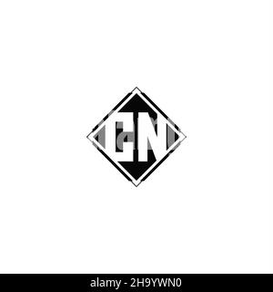Monogram logo design with diamond square shape isolated on black colors and white background Stock Vector