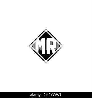Monogram logo design with diamond square shape isolated on black colors and white background Stock Vector