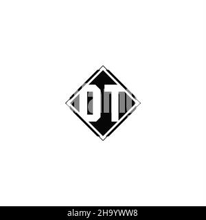 Monogram logo design with diamond square shape isolated on black colors and white background Stock Vector
