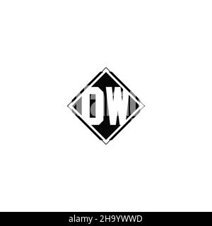 Monogram logo design with diamond square shape isolated on black colors and white background Stock Vector