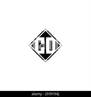 Monogram logo design with diamond square shape isolated on black colors and white background Stock Vector