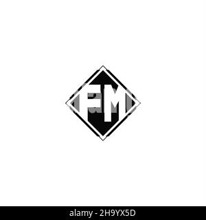 Monogram logo design with diamond square shape isolated on black colors and white background Stock Vector