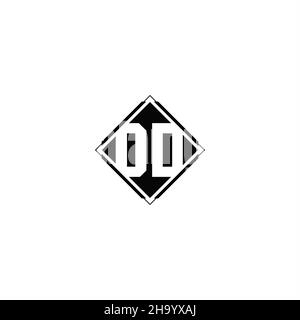 Monogram logo design with diamond square shape isolated on black colors and white background Stock Vector