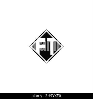 Monogram logo design with diamond square shape isolated on black colors and white background Stock Vector