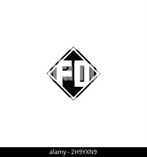 Monogram logo design with diamond square shape isolated on black colors and white background Stock Vector