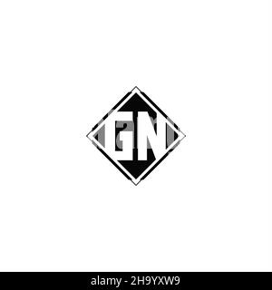Monogram logo design with diamond square shape isolated on black colors and white background Stock Vector