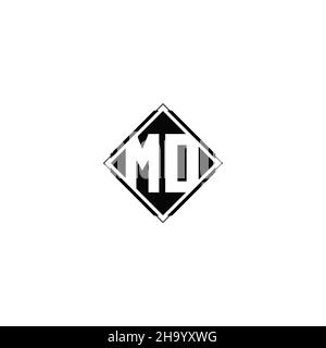 Monogram logo design with diamond square shape isolated on black colors and white background Stock Vector