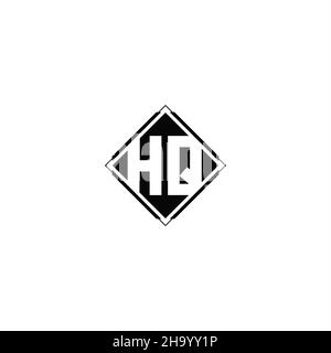 Monogram logo design with diamond square shape isolated on black colors and white background Stock Vector