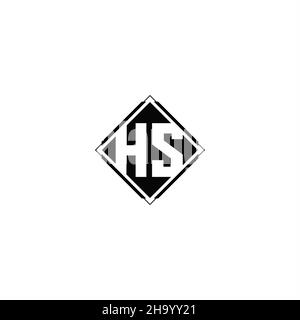 Monogram logo design with diamond square shape isolated on black colors and white background Stock Vector