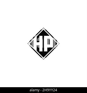 Monogram logo design with diamond square shape isolated on black colors and white background Stock Vector