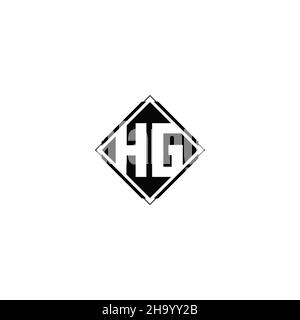 Monogram logo design with diamond square shape isolated on black colors and white background Stock Vector