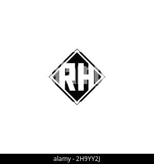 Monogram logo design with diamond square shape isolated on black colors and white background Stock Vector