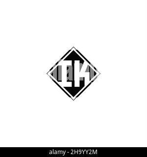 Monogram logo design with diamond square shape isolated on black colors and white background Stock Vector