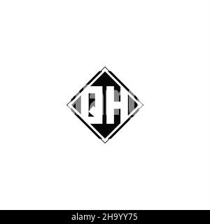 Monogram logo design with diamond square shape isolated on black colors and white background Stock Vector