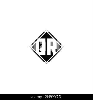 Monogram logo design with diamond square shape isolated on black colors and white background Stock Vector