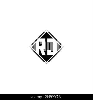Monogram logo design with diamond square shape isolated on black colors and white background Stock Vector
