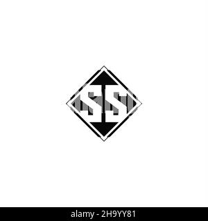 Monogram logo design with diamond square shape isolated on black colors and white background Stock Vector