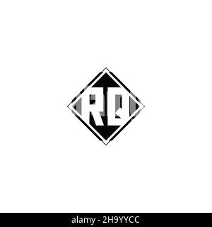 Monogram logo design with diamond square shape isolated on black colors and white background Stock Vector