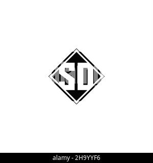 Monogram logo design with diamond square shape isolated on black colors and white background Stock Vector