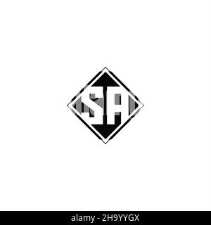 Monogram logo design with diamond square shape isolated on black colors and white background Stock Vector
