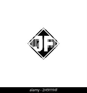 Monogram logo design with diamond square shape isolated on black colors and white background Stock Vector
