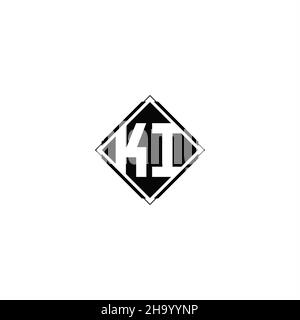 Monogram logo design with diamond square shape isolated on black colors and white background Stock Vector