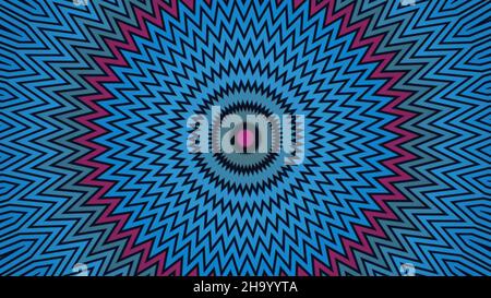 Colorful abstraction of hypnotic geometric patterns changing the color at a certain time. Abstract geometric patterns seamless looping Stock Photo