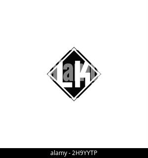 Monogram logo design with diamond square shape isolated on black colors and white background Stock Vector