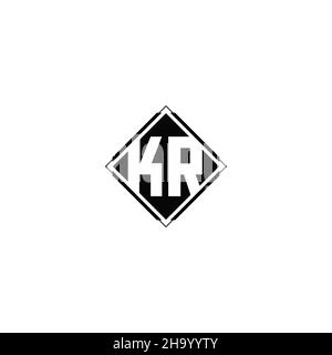Monogram logo design with diamond square shape isolated on black colors and white background Stock Vector