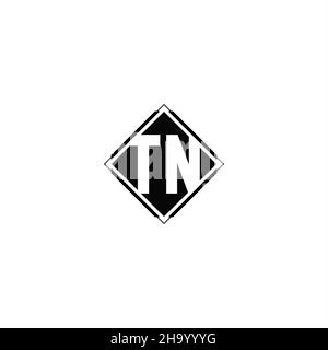 Monogram logo design with diamond square shape isolated on black colors and white background Stock Vector