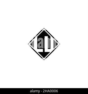 Monogram logo design with diamond square shape isolated on black colors and white background Stock Vector