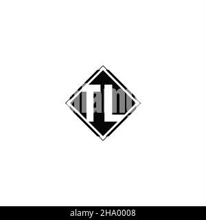 Monogram logo design with diamond square shape isolated on black colors and white background Stock Vector