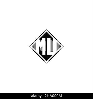Monogram logo design with diamond square shape isolated on black colors and white background Stock Vector