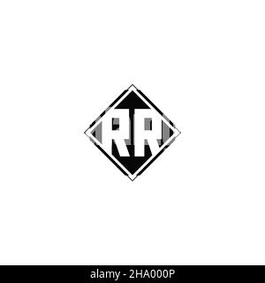 Monogram logo design with diamond square shape isolated on black colors and white background Stock Vector