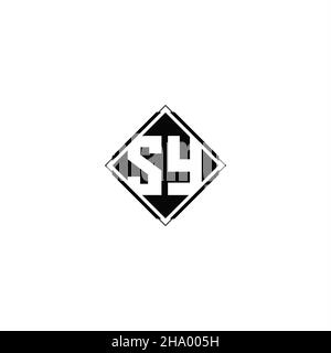 Monogram logo design with diamond square shape isolated on black colors and white background Stock Vector
