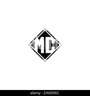 Monogram logo design with diamond square shape isolated on black colors and white background Stock Vector