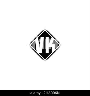 Monogram logo design with diamond square shape isolated on black colors and white background Stock Vector