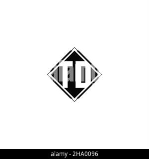 Monogram logo design with diamond square shape isolated on black colors and white background Stock Vector