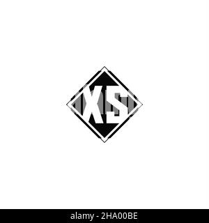 Monogram logo design with diamond square shape isolated on black colors and white background Stock Vector