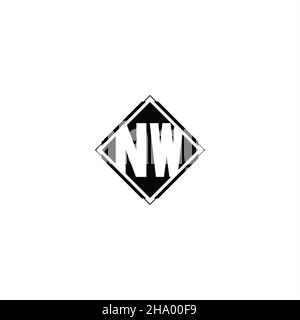 Monogram logo design with diamond square shape isolated on black colors and white background Stock Vector