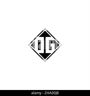 Monogram logo design with diamond square shape isolated on black colors and white background Stock Vector