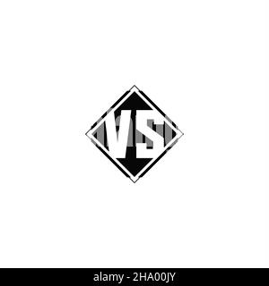 Monogram logo design with diamond square shape isolated on black colors and white background Stock Vector