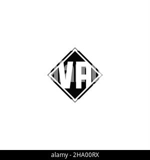 Monogram logo design with diamond square shape isolated on black colors and white background Stock Vector
