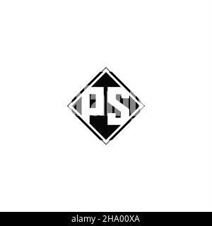 Monogram logo design with diamond square shape isolated on black colors and white background Stock Vector