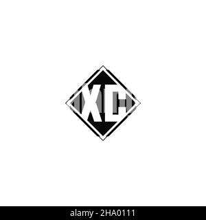 Monogram logo design with diamond square shape isolated on black colors and white background Stock Vector