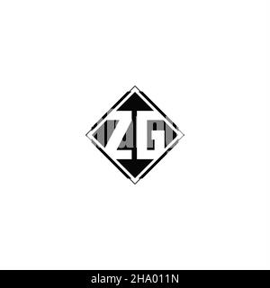 Monogram logo design with diamond square shape isolated on black colors and white background Stock Vector