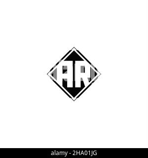 Monogram logo design with diamond square shape isolated on black colors and white background Stock Vector